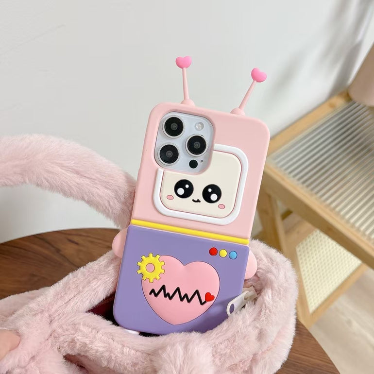 Robot Design 3D Silicone iPhone Case With Antenna Ears