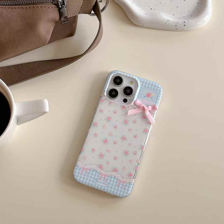 Flower Frame And Bow Silicon Case For iPhone