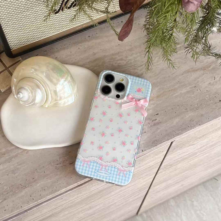 Flower Frame And Bow Silicon Case For iPhone