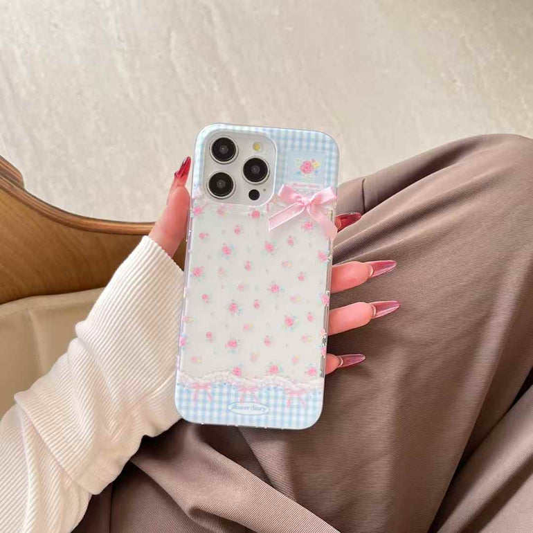Flower Frame And Bow Silicon Case For iPhone