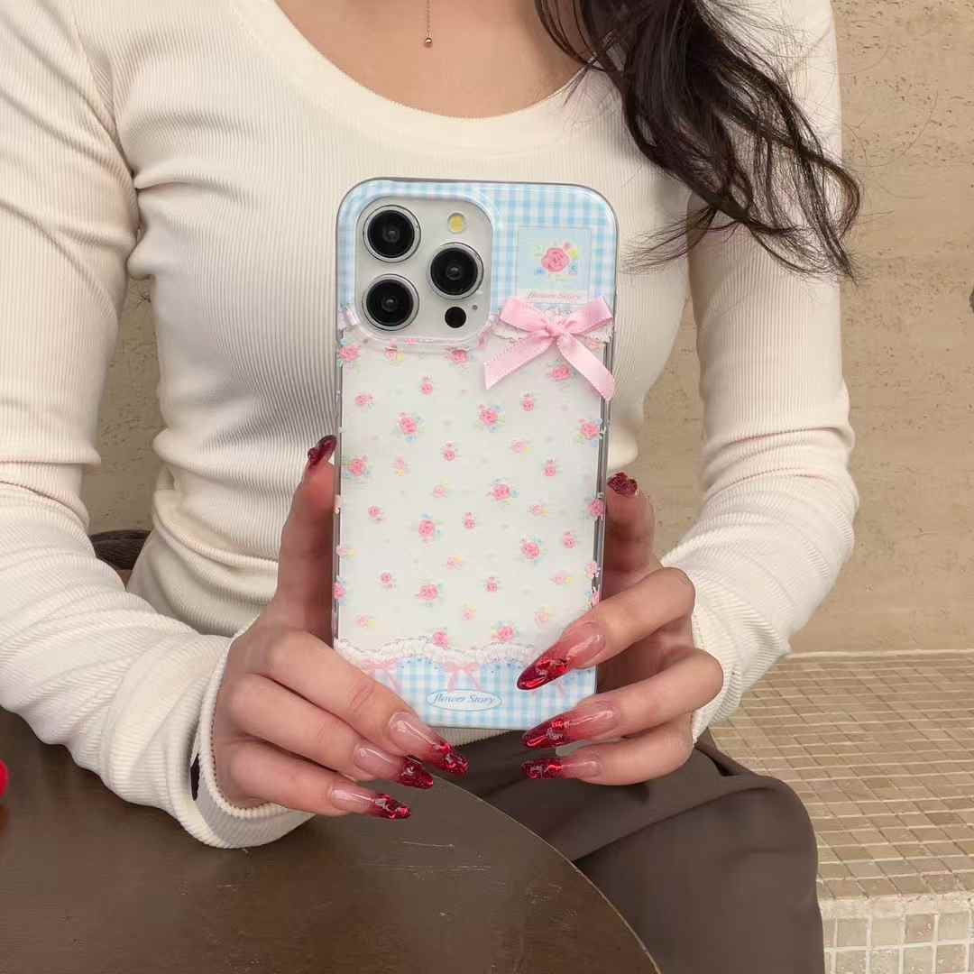 Flower Frame And Bow Silicon Case For iPhone