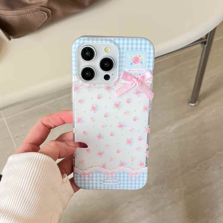 Flower Frame And Bow Silicon Case For iPhone