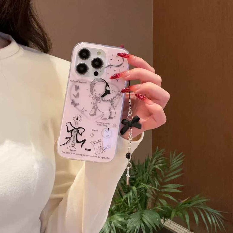 Half Tone Butterfly Silicon iPhone Case With Cute Bow Charmy)