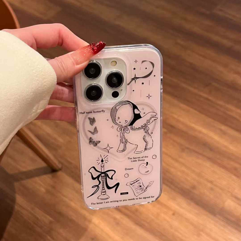 Half Tone Butterfly Silicon iPhone Case With Cute Bow Charmy)