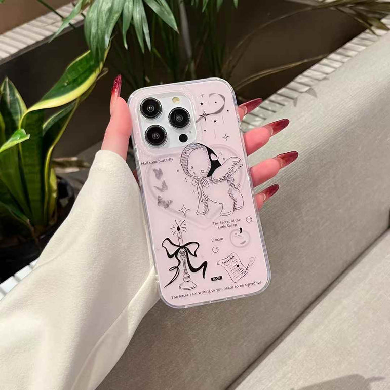 Half Tone Butterfly Silicon iPhone Case With Cute Bow Charmy)