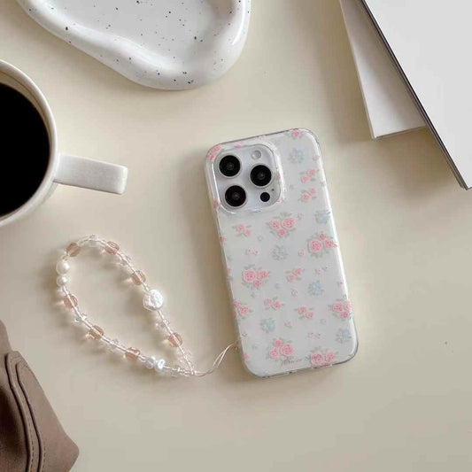 Flower Pattern Silicon Case For iPhone With Cute Crystal Charm