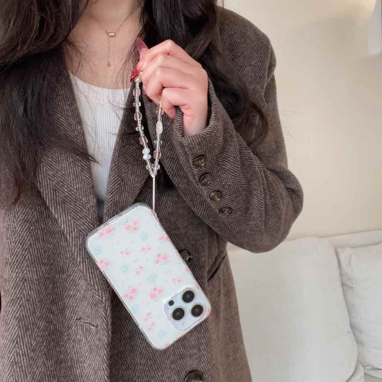 Flower Pattern Silicon Case For iPhone With Cute Crystal Charm