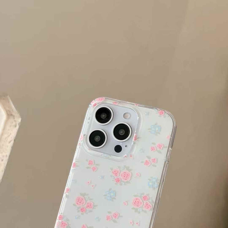 Flower Pattern Silicon Case For iPhone With Cute Crystal Charm
