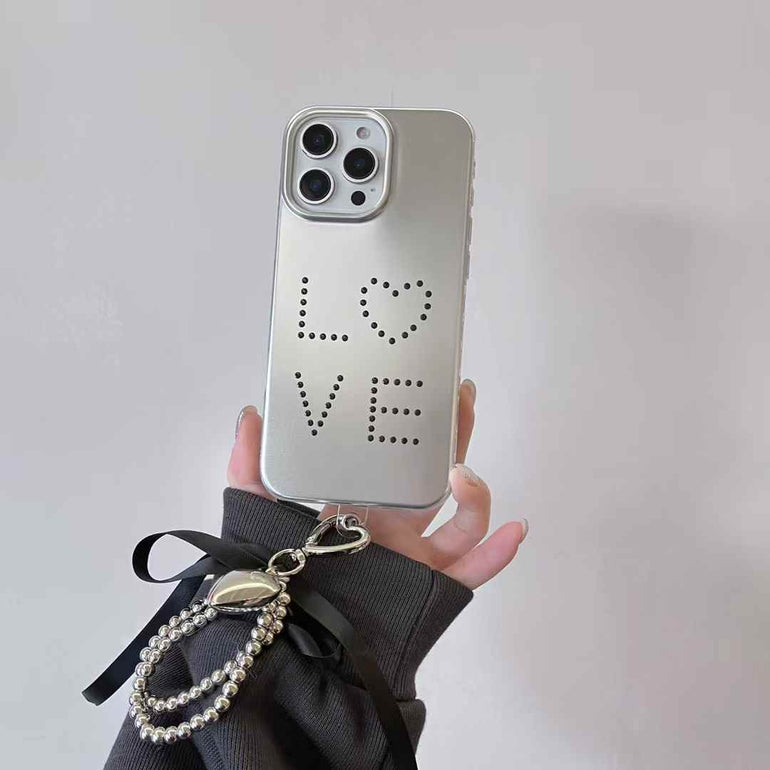 Love Designer Silicon Case For iPhone With Silver Charm