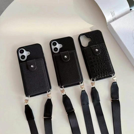 Luxury Leather Wallet Case For iPhone With Sling