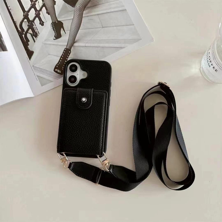 Luxury Leather Wallet Case For iPhone With Sling