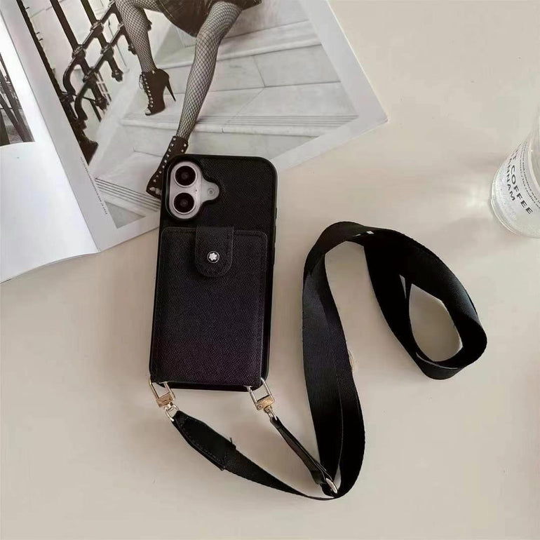 Luxury Leather Wallet Case For iPhone With Sling