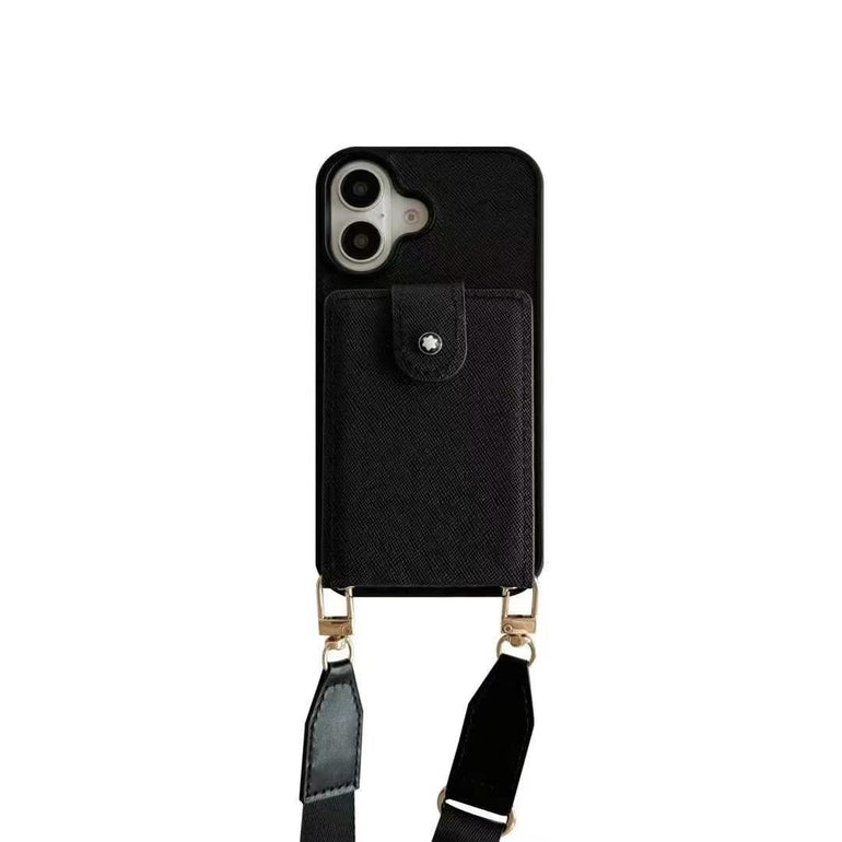 Luxury Leather Wallet Case For iPhone With Sling