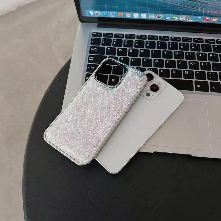 Snake Sking Embossed Leather For iPhone Case With Aluminium Bumper