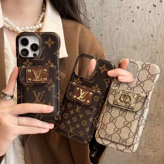 Luxury Branded Leather Monogram iPhone Case With Wallet