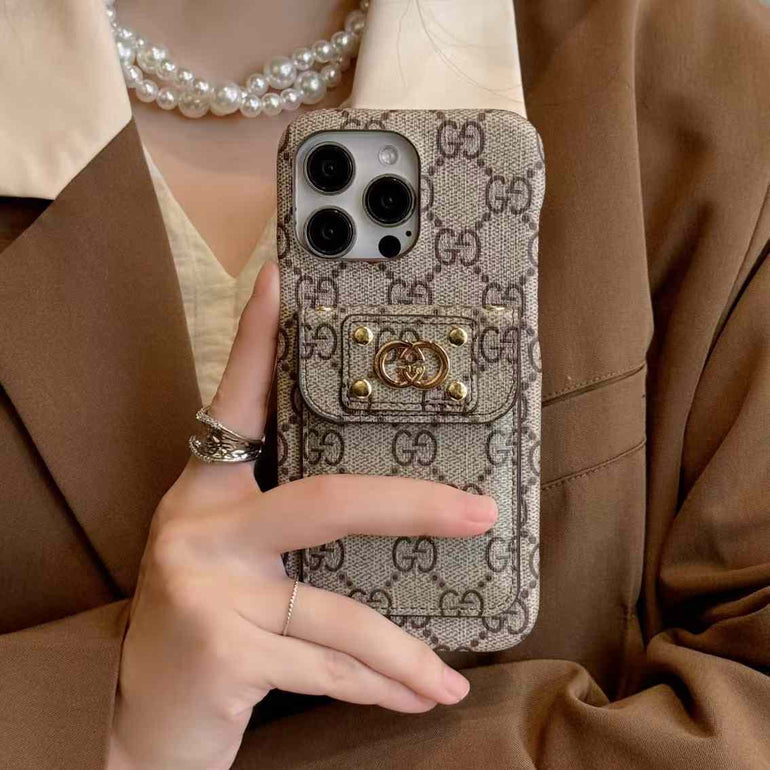 Luxury Branded Leather Monogram iPhone Case With Wallet