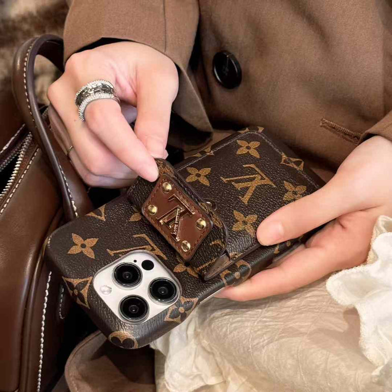 Luxury Branded Leather Monogram iPhone Case With Wallet