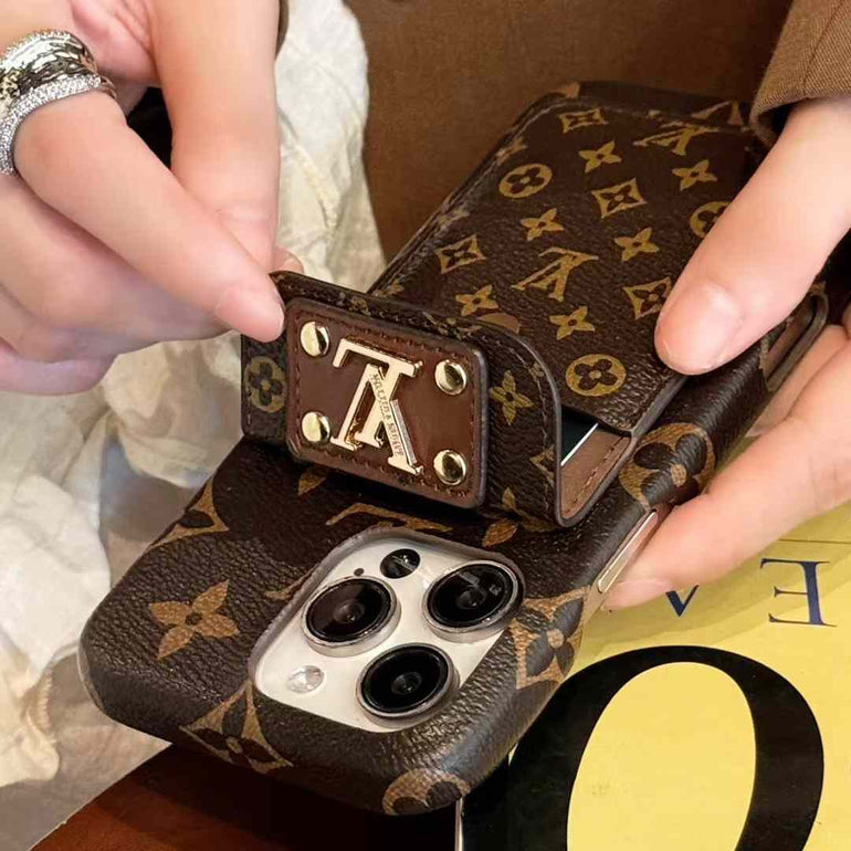 Luxury Branded Leather Monogram iPhone Case With Wallet