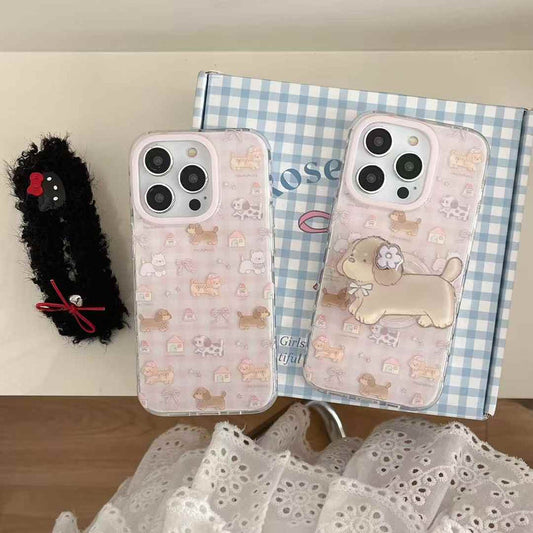 Dog Pattern Silicon Case For iPhone With Dog Holder