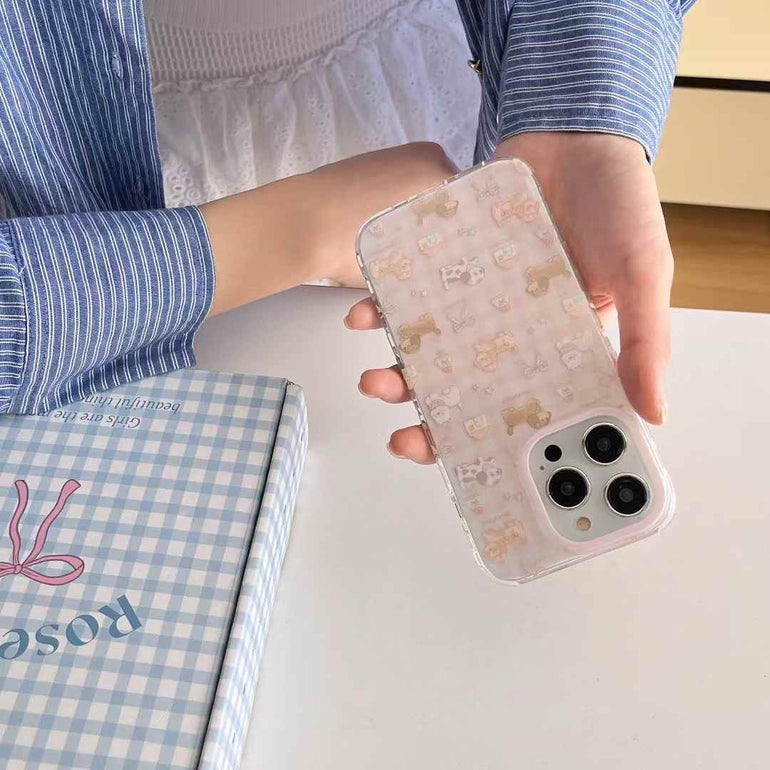 Dog Pattern Silicon Case For iPhone With Dog Holder