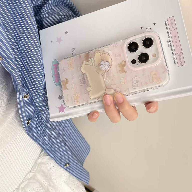 Dog Pattern Silicon Case For iPhone With Dog Holder