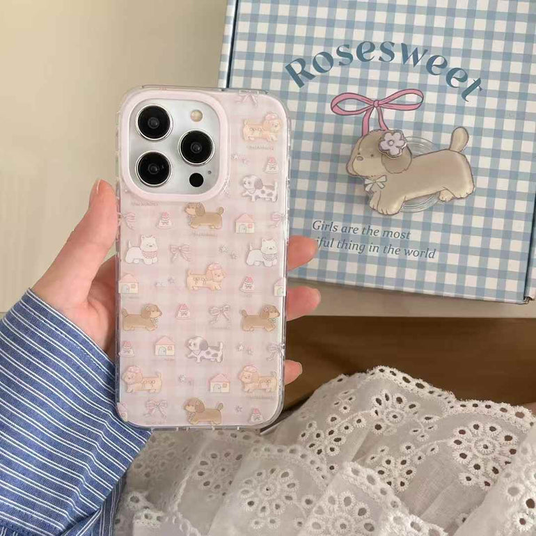 Dog Pattern Silicon Case For iPhone With Dog Holder