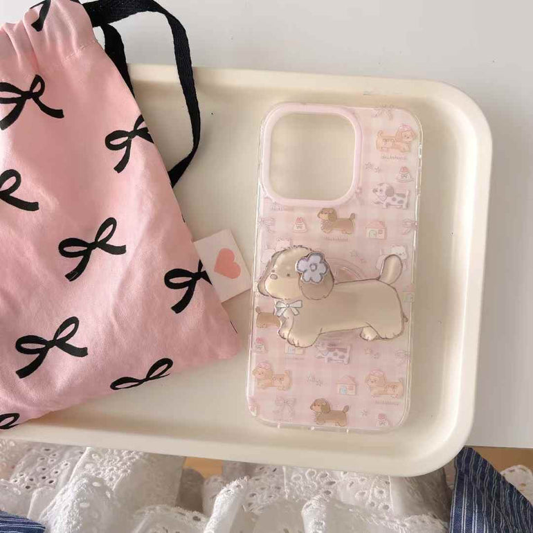Dog Pattern Silicon Case For iPhone With Dog Holder