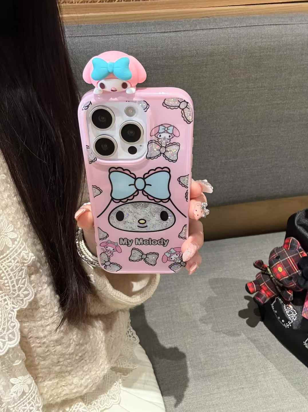 My Melody With Glitter Bow Case For iPhone