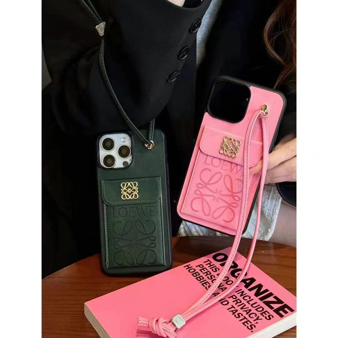 Leather Wallet Case For iPhone With String Holder