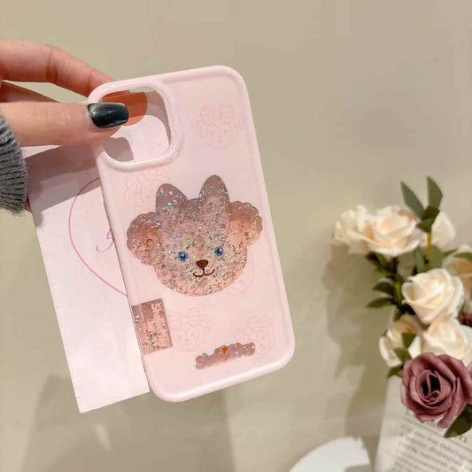 Cute Glitter Cartoon Silicon iPhone Case With Cartoon Charm