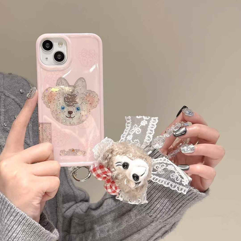 Cute Glitter Cartoon Silicon iPhone Case With Cartoon Charm