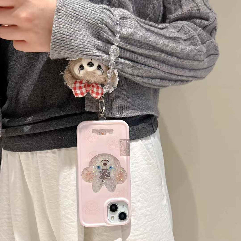 Cute Glitter Cartoon Silicon iPhone Case With Cartoon Charm