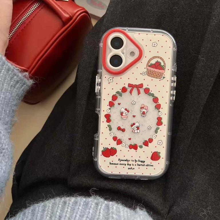 Kitty Eating Strawberry Silicon iPhone Case