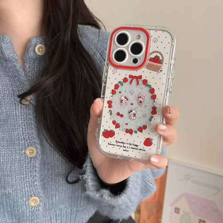 Kitty Eating Strawberry Silicon iPhone Case