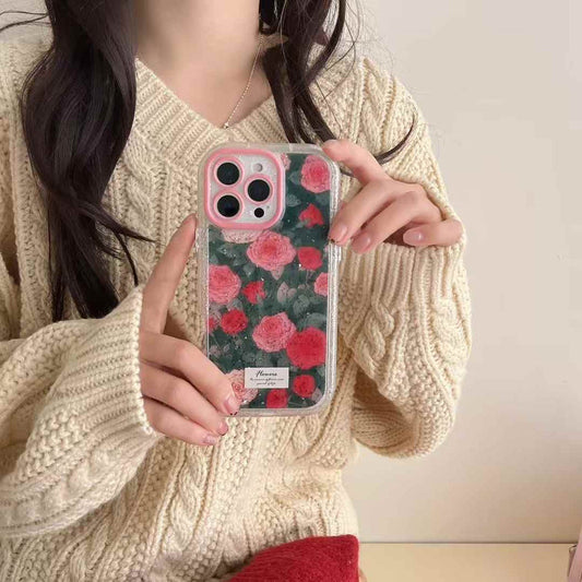 Rose Pattern Silicon Case For iPhone