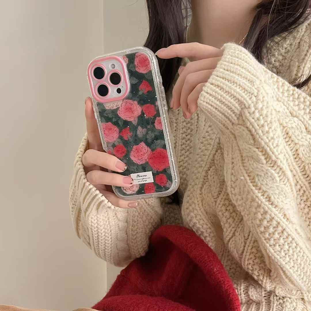 Rose Pattern Silicon Case For iPhone
