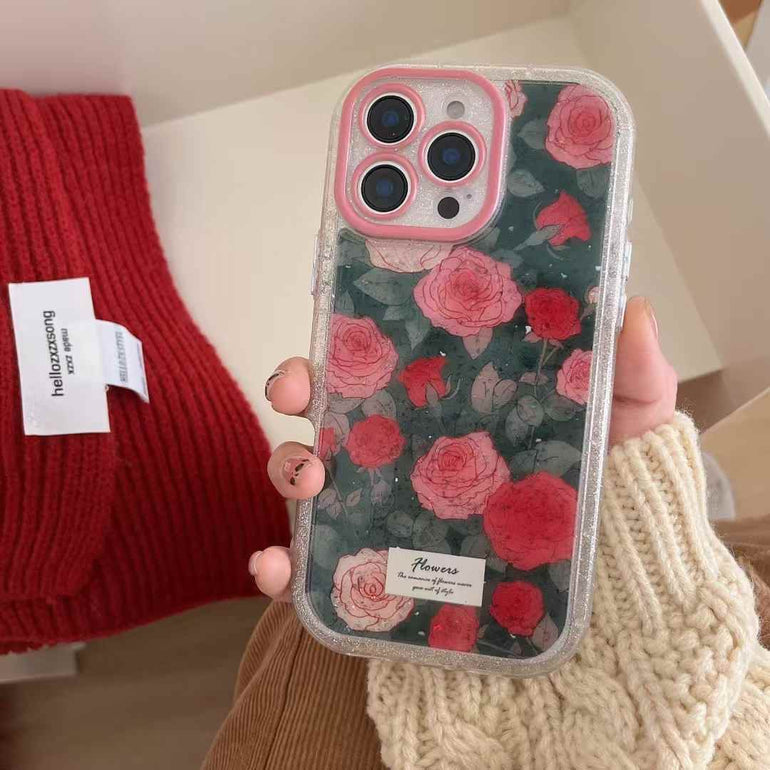 Rose Pattern Silicon Case For iPhone