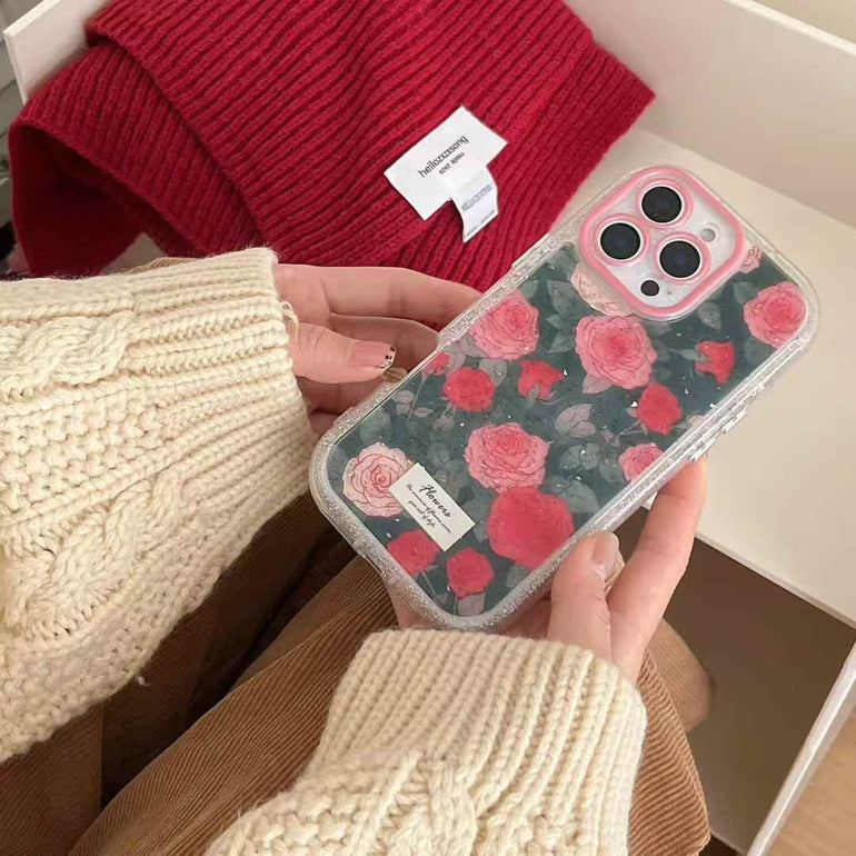 Rose Pattern Silicon Case For iPhone