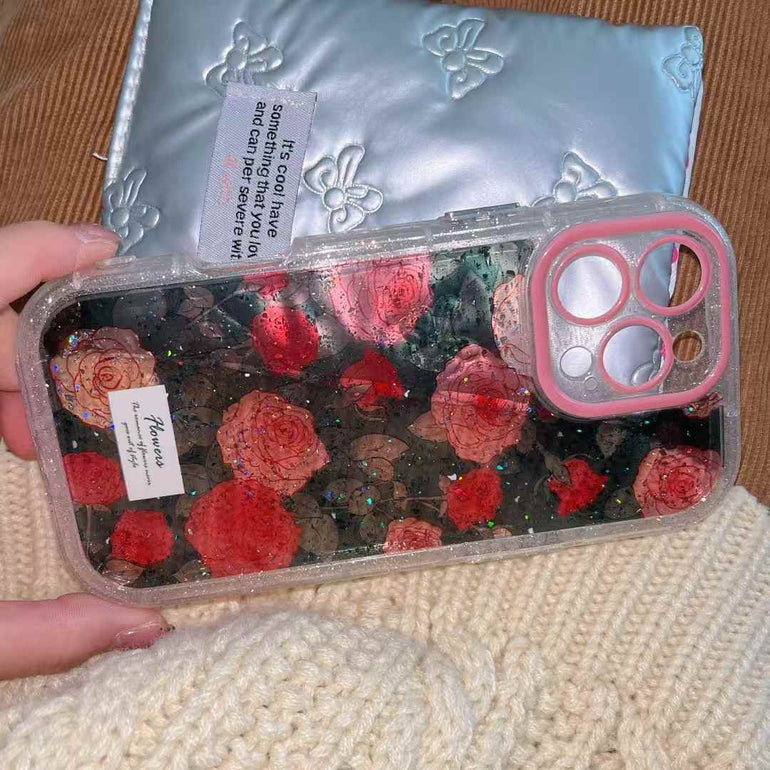 Rose Pattern Silicon Case For iPhone