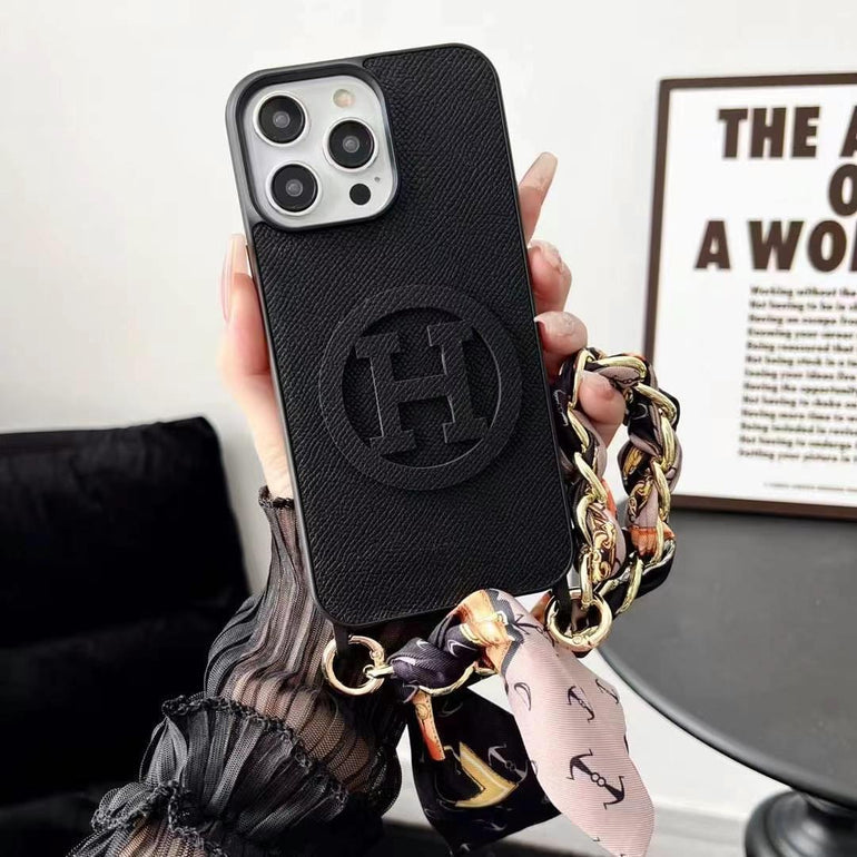 Luxury Leather Wallet Case For iPhone With Hand Bracelet