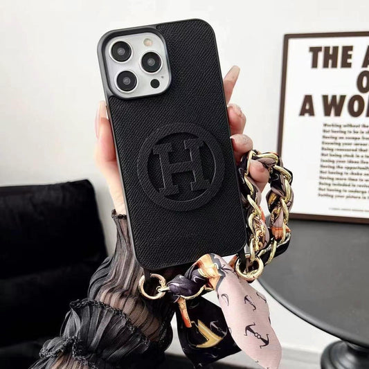 Luxury Leather Wallet Case For iPhone With Hand Bracelet