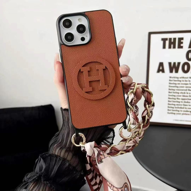 Luxury Leather Wallet Case For iPhone With Hand Bracelet