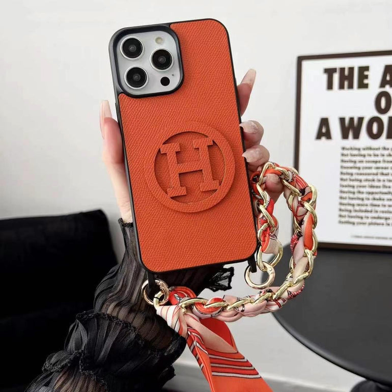 Luxury Leather Wallet Case For iPhone With Hand Bracelet