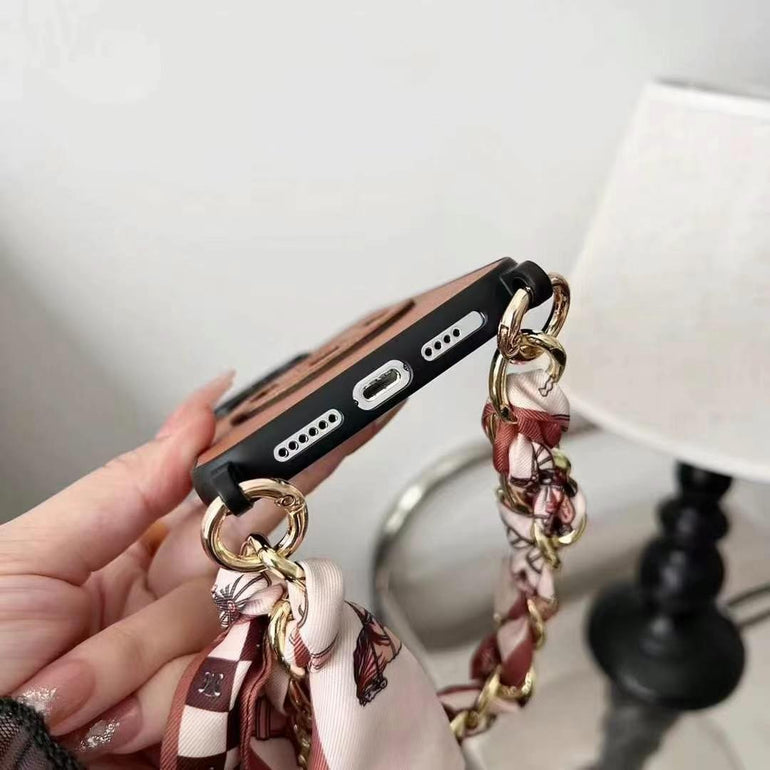 Luxury Leather Wallet Case For iPhone With Hand Bracelet