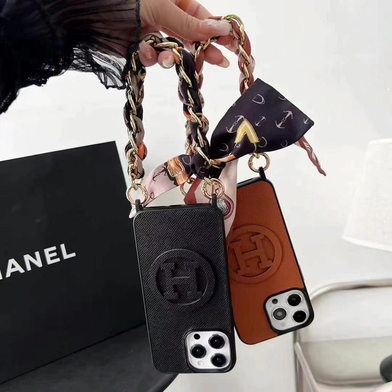 Luxury Leather Wallet Case For iPhone With Hand Bracelet