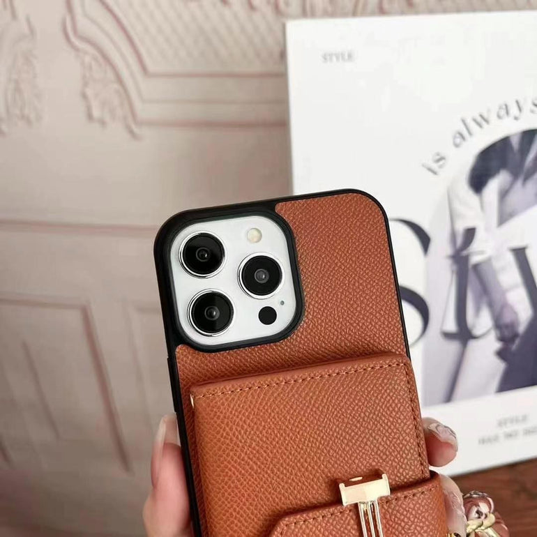 Luxury Leather Wallet Case For iPhone With Hand Bracelet