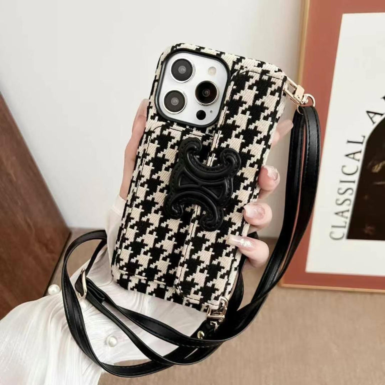 Luxury Branded Leather Wallet Case For iPhone With Sling 2