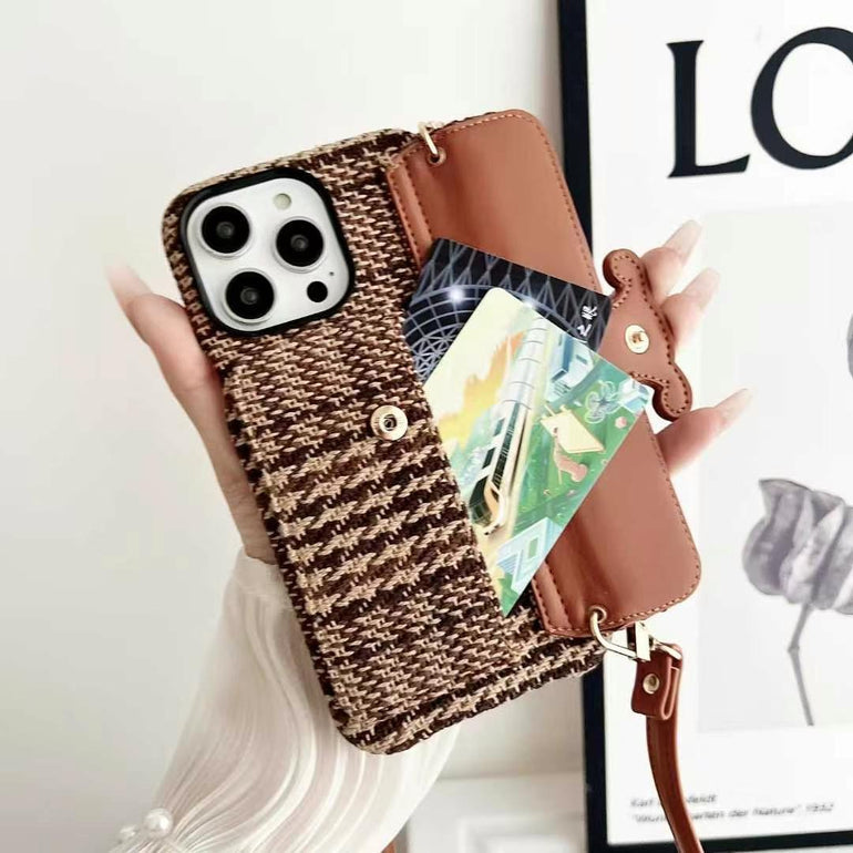 Luxury Branded Leather Wallet Case For iPhone With Sling 2