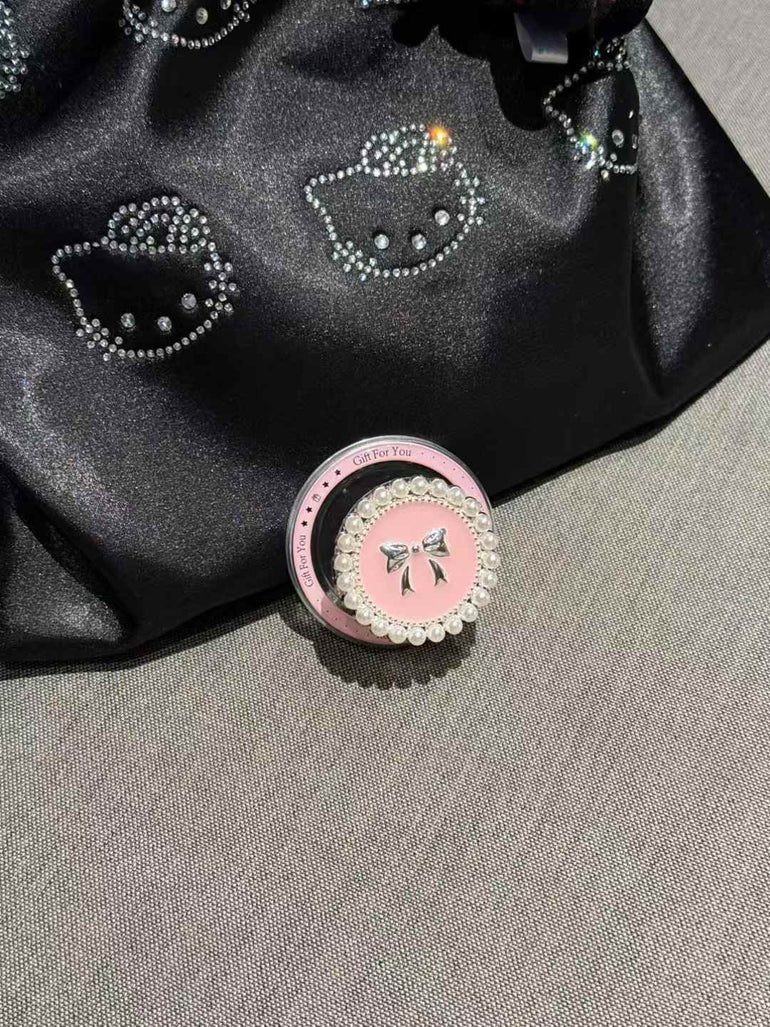 Bow Pattern Designer Case For iPhone With Luxury Beaded Magsafe Holder