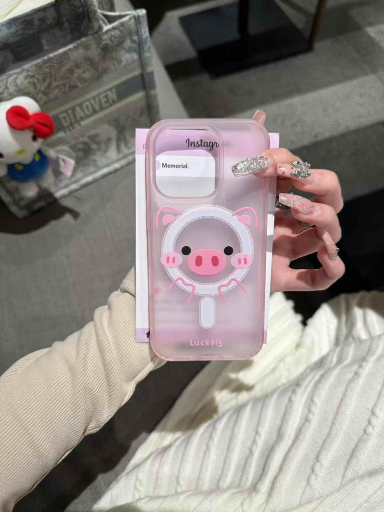 Pastel Color Silicon Case For iPhone With Star Mirror Case Magsafe Holder